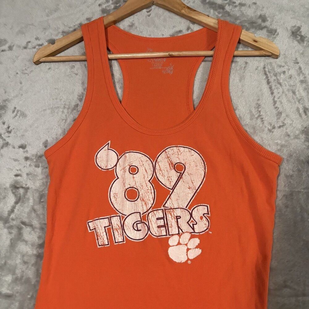 Vintage 1989 Clemson Tigers Racerback Tank Top XL Orange NCAA Football Retro 80s